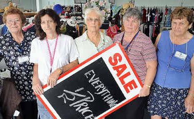 Blue Nurses Op Shop staff (from left) Nancy May, Tina Nicholls, Robbie Fissenden, Decima Miller and Betty Jones. Blue Nurses Op Shop staff (from left) Nancy May, Tina Nicholls, Robbie Fissenden, Decima Miller and Betty Jones.